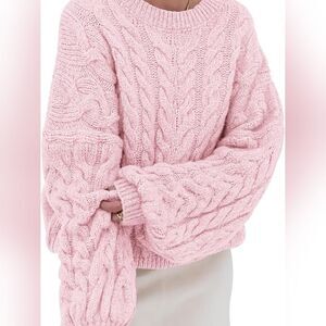 Cable Chunky Knit Long Sleeve Sweater Cream